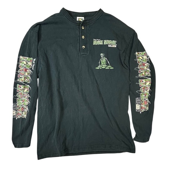 Cotton Deluxe Other - Vintage 1998 Iron Horse Saloon Henley Shirt Mens Medium Black Long Sleeve